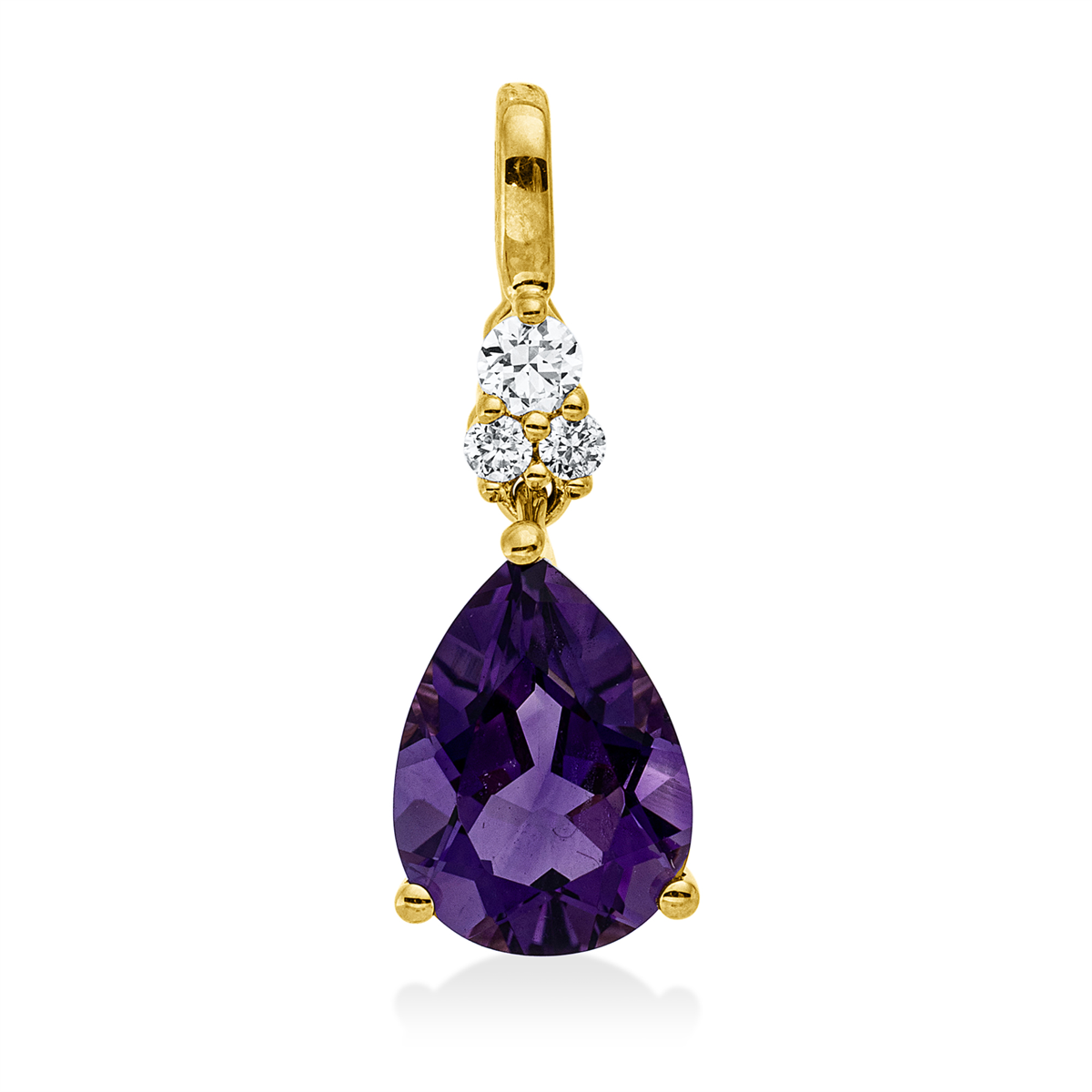 diamond full cut amethyst colored stone fashion pendant in yellow gold