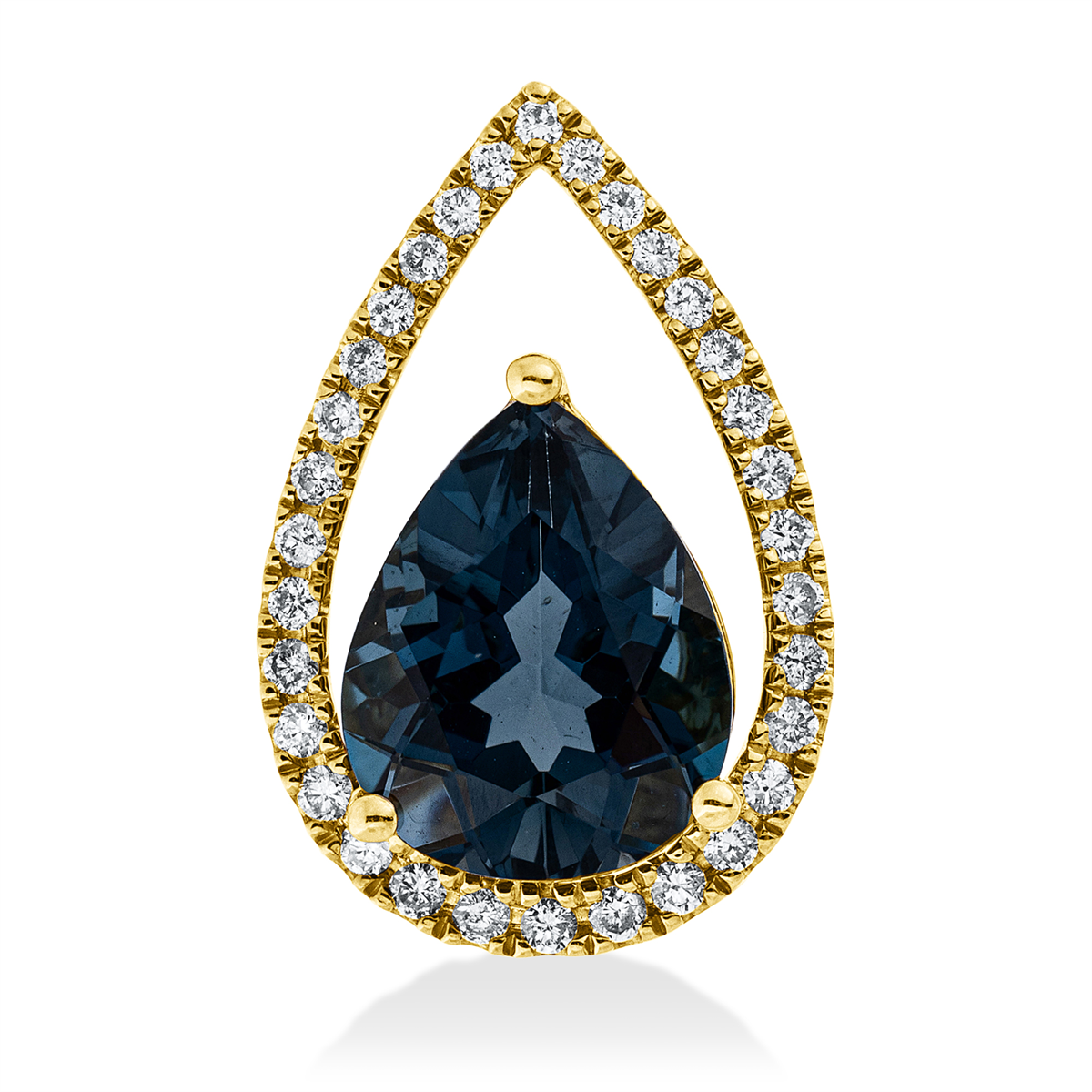 diamond full cut topaz colored stone fashion pendant in yellow gold