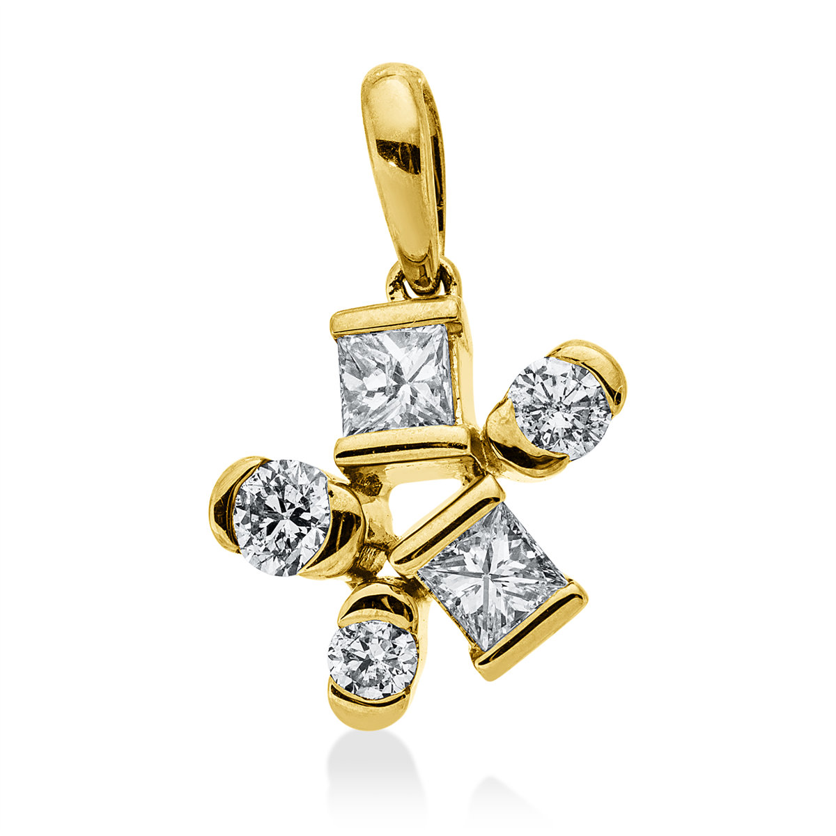 diamond full cut modern woman pendant in yellow gold