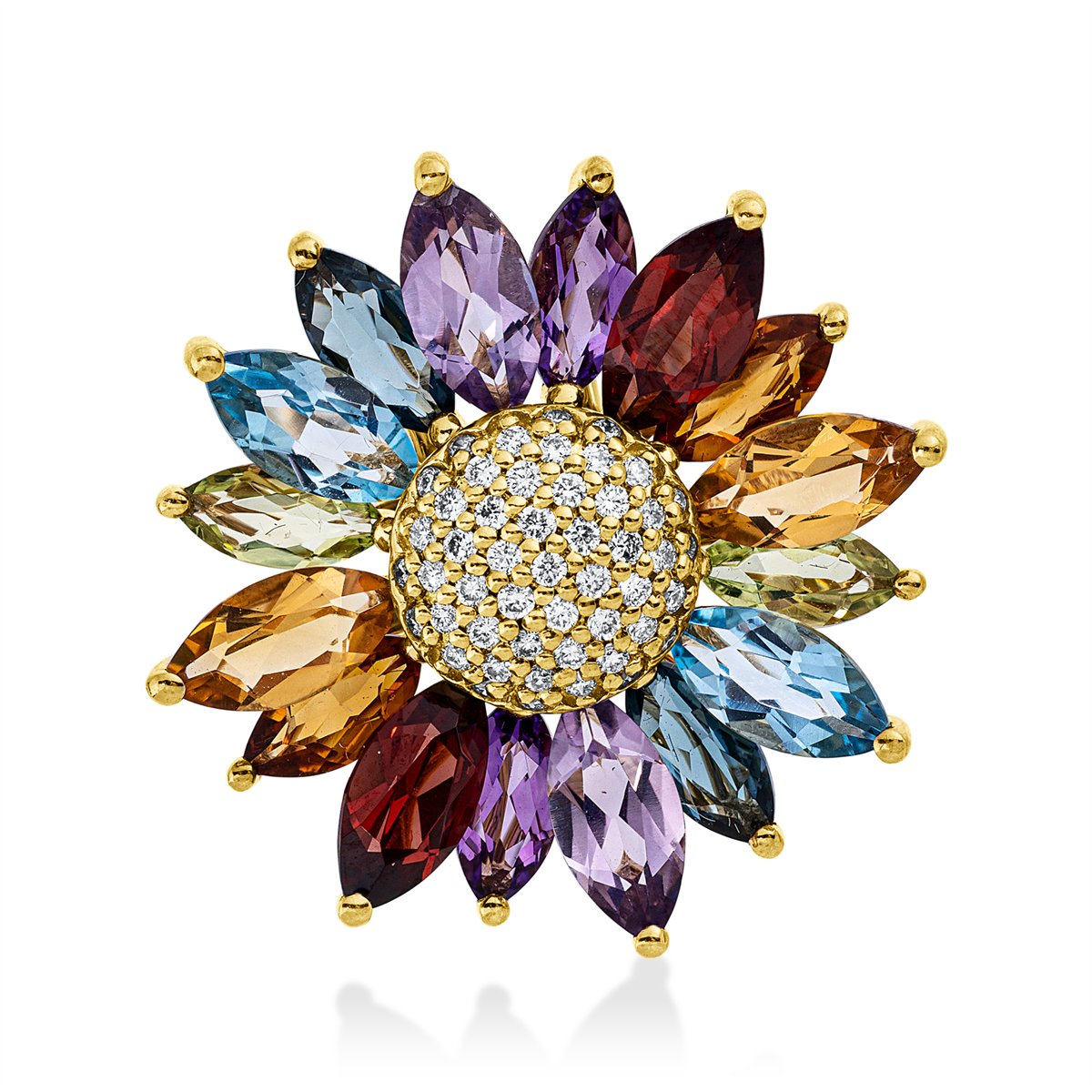 diamond full cut color stones colored stone fashion pendant in yellow gold