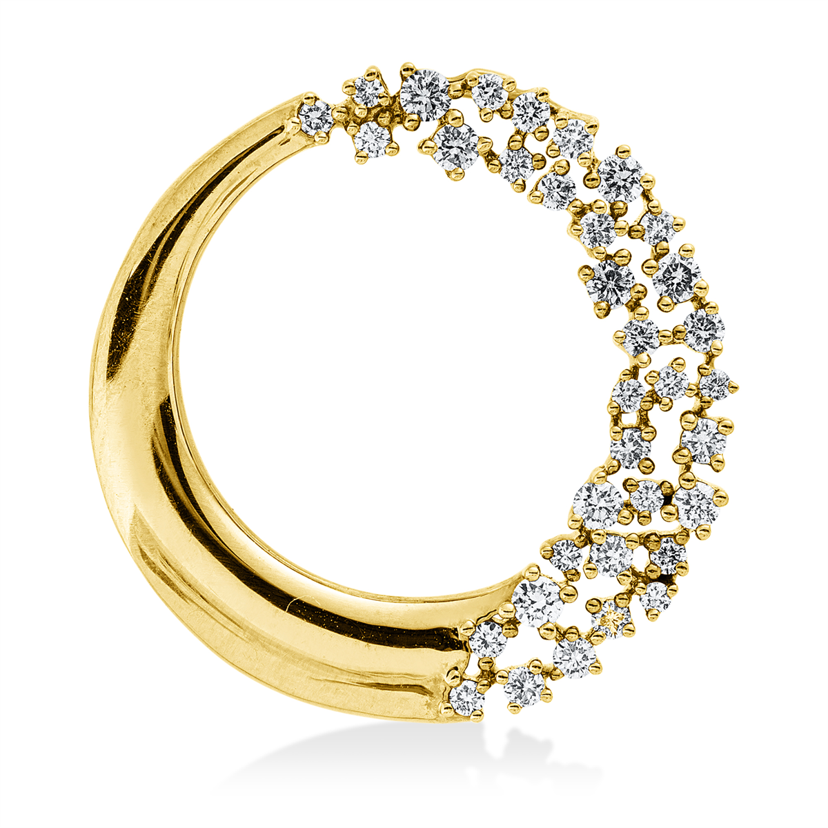 diamond full cut modern woman pendant in yellow gold