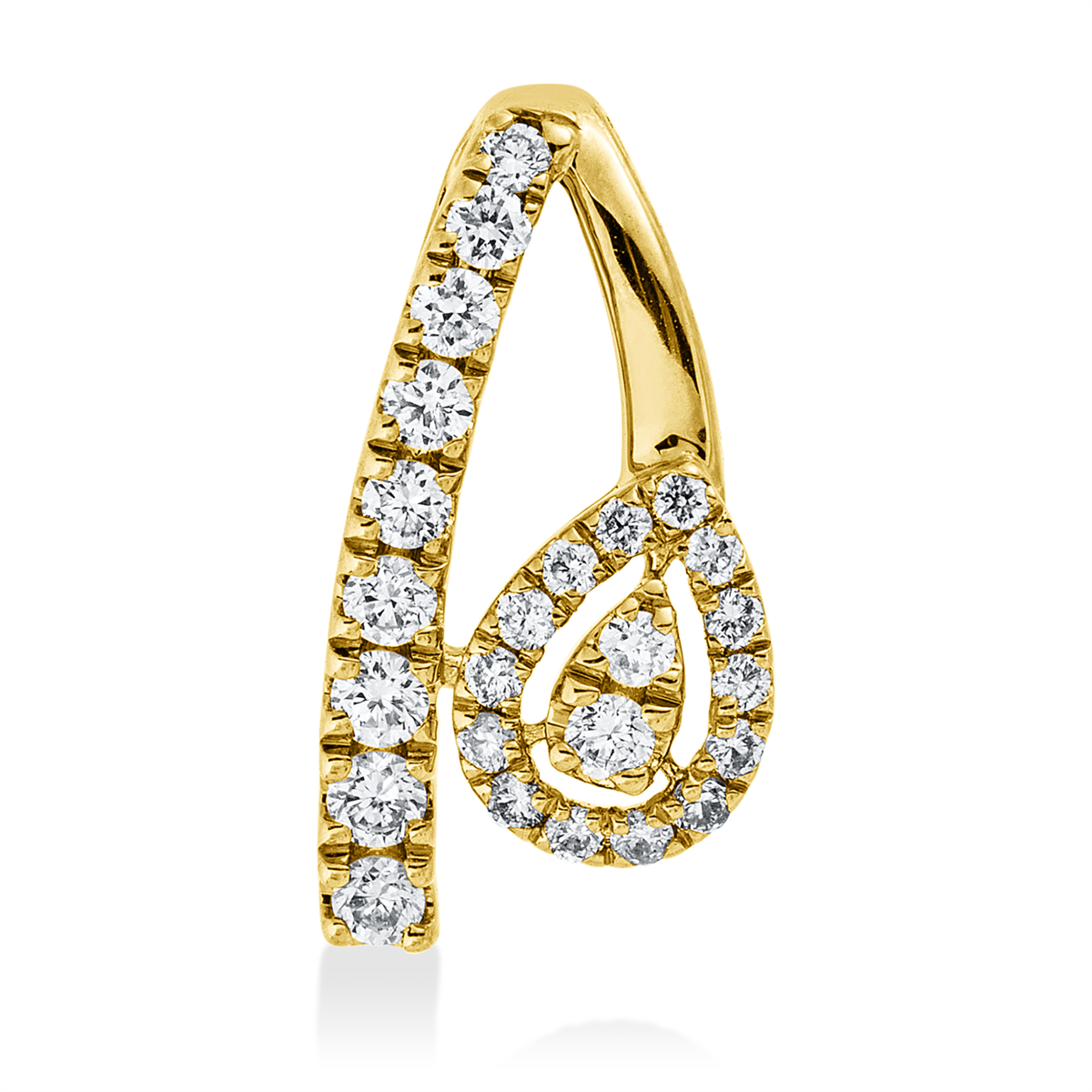 diamond full cut modern woman pendant in yellow gold