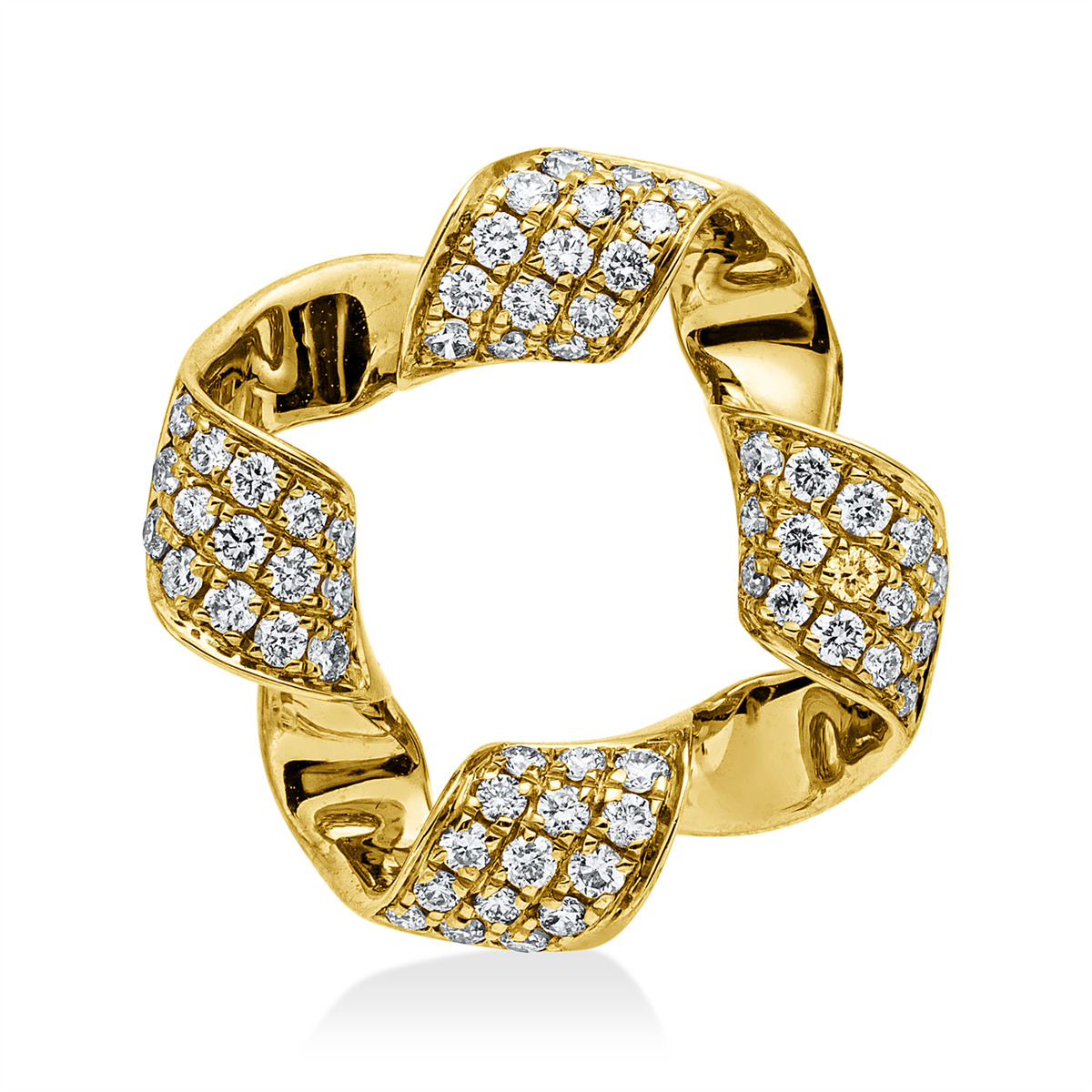 diamond full cut modern woman pendant in yellow gold