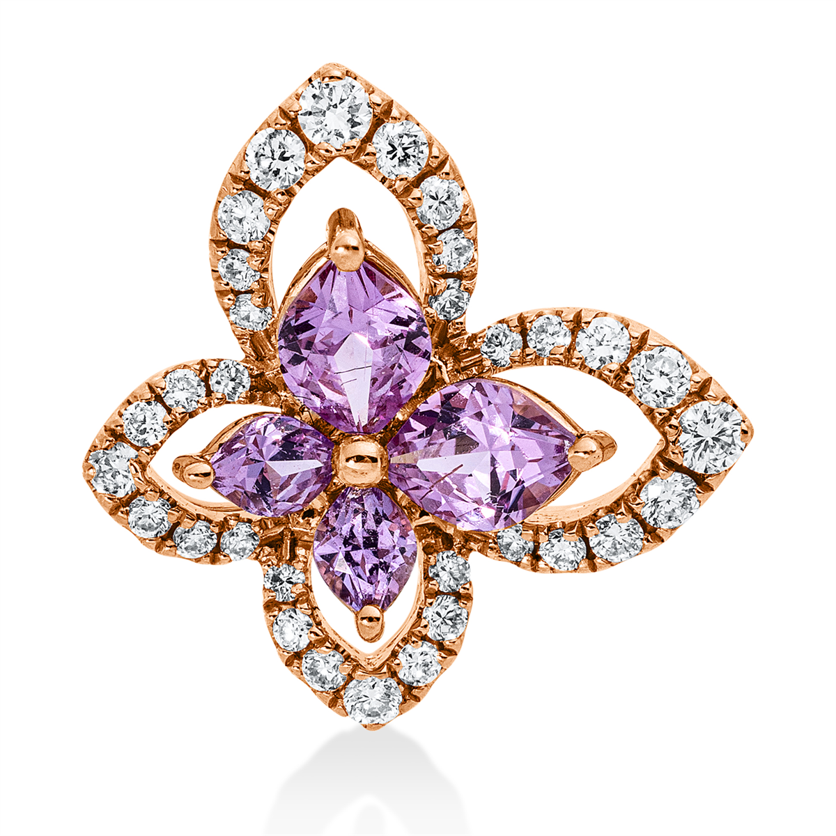 diamond full cut sapphire multi-stone pendant in red gold