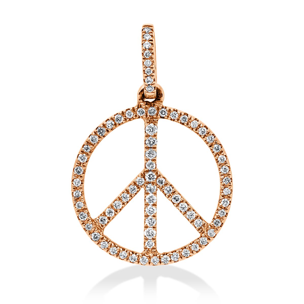 diamond full cut symbol pendant in red gold