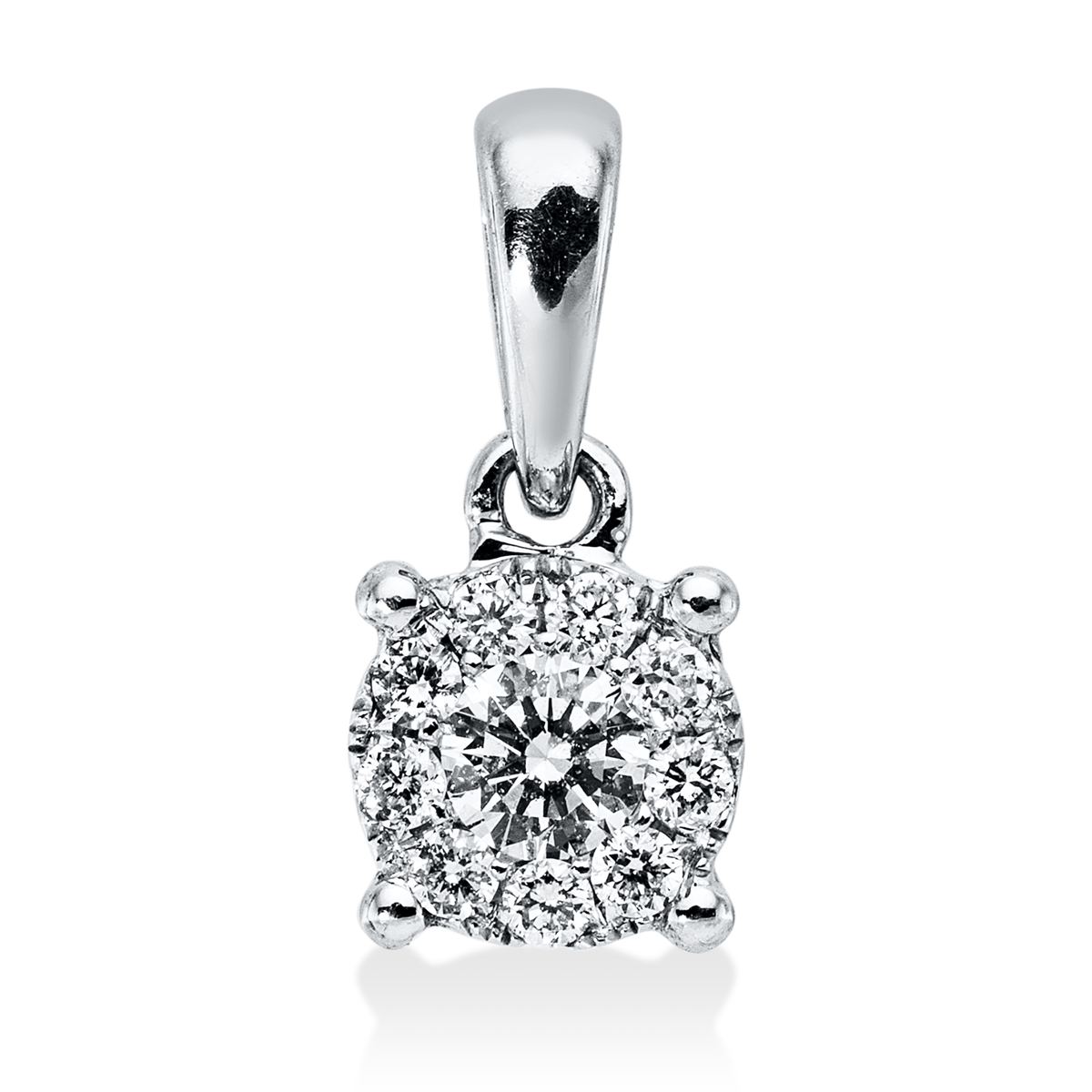 diamond full cut illusion classic pendant in white gold