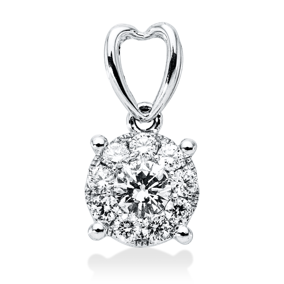 diamond full cut illusion classic pendant in white gold