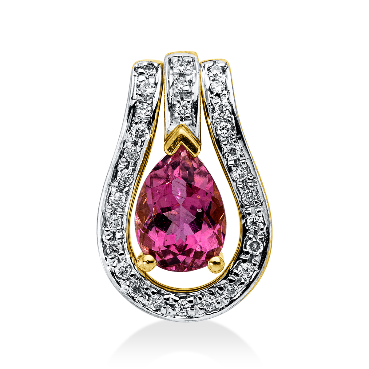 diamond full cut tourmaline colored stone fashion pendant in yellow gold / white gold