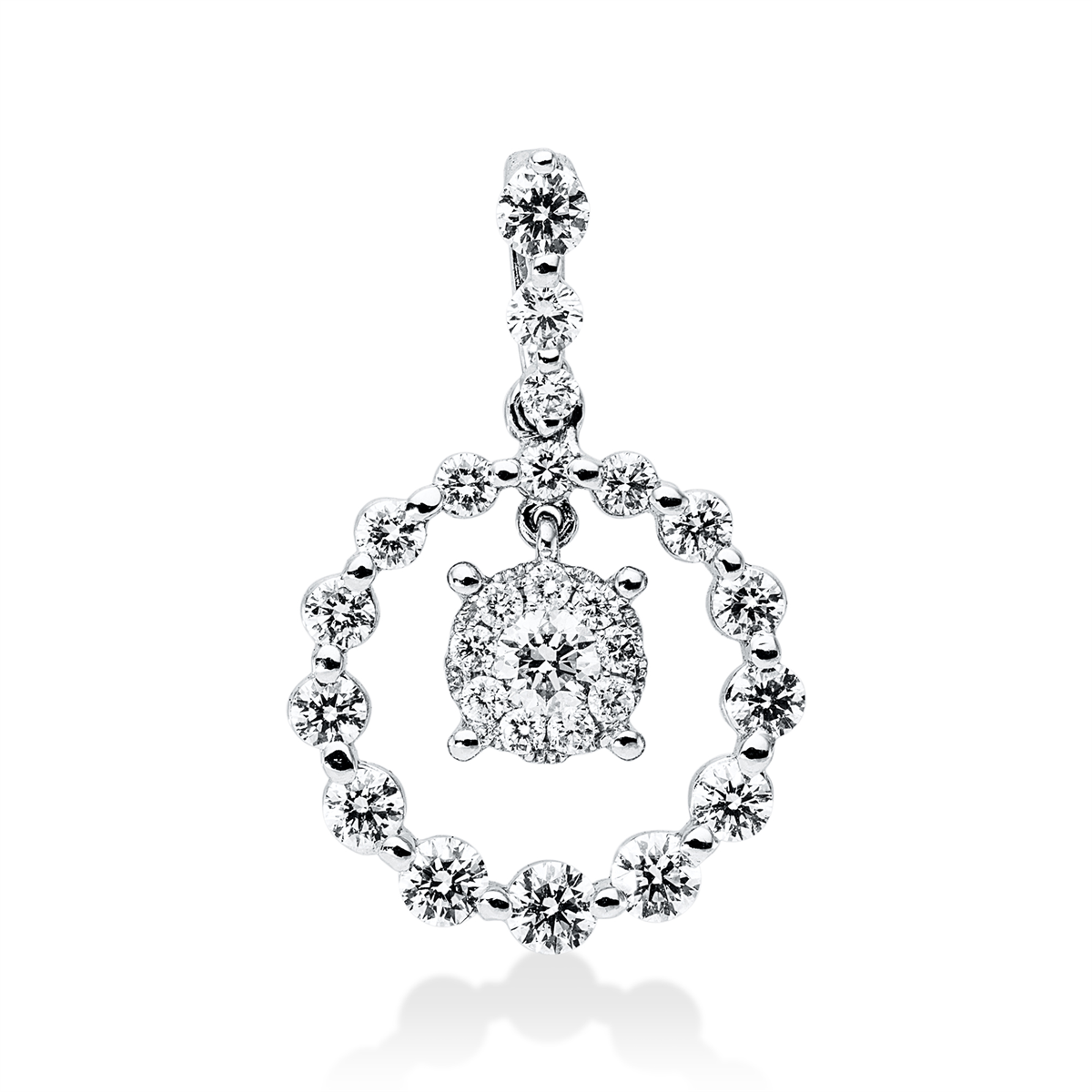 diamond full cut modern woman pendant in white gold