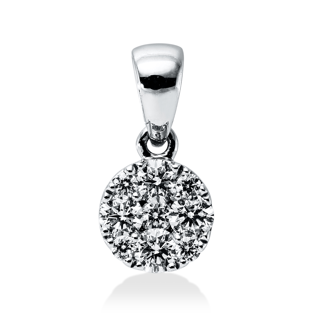 diamond full cut illusion classic pendant in white gold