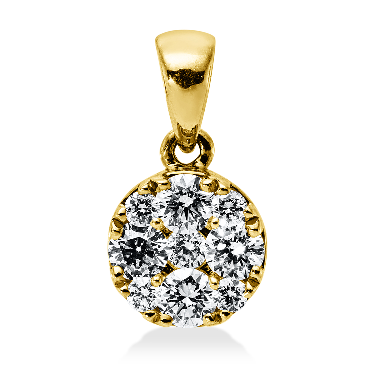 diamond full cut illusion classic pendant in yellow gold