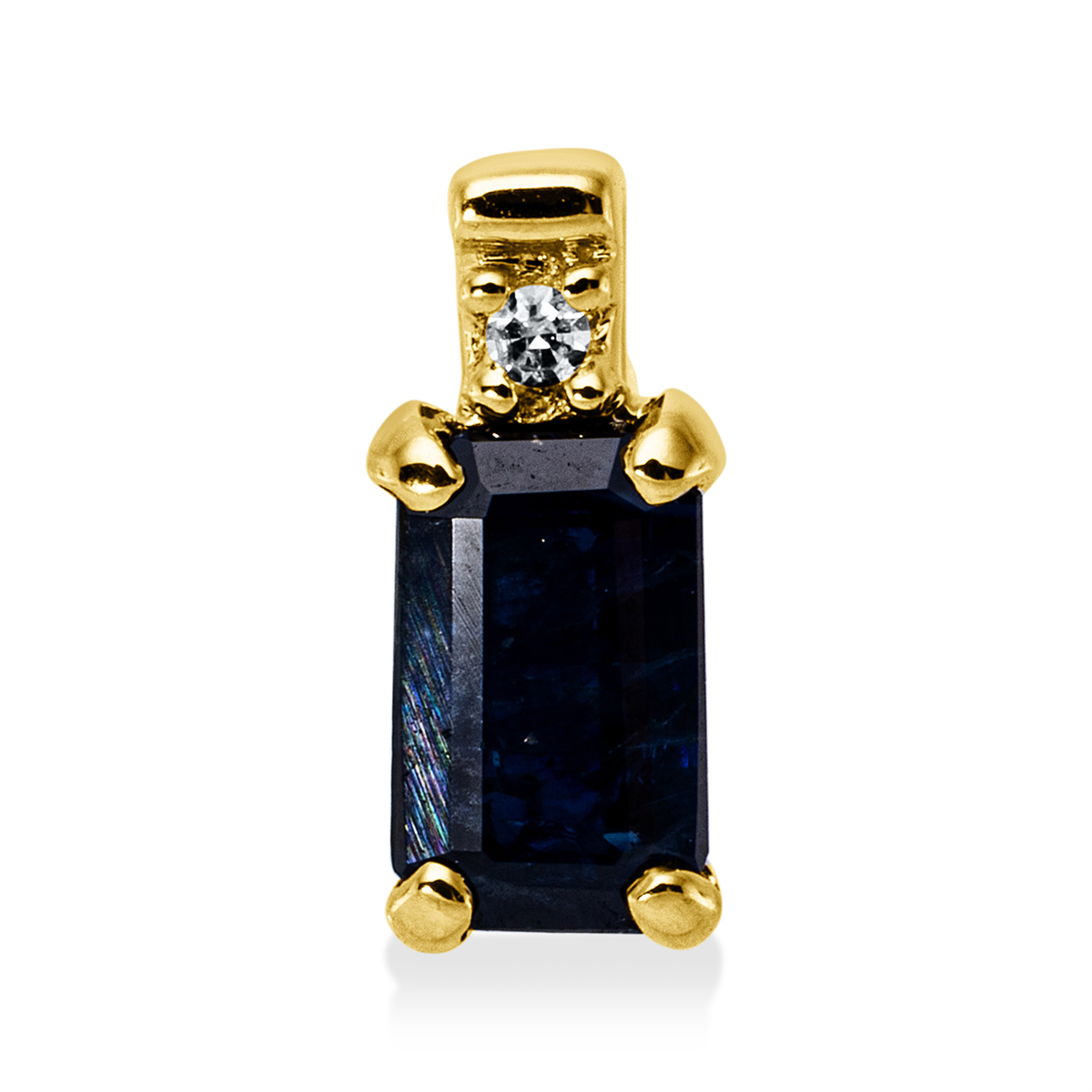diamond single cut sapphire colored stone classic pendant in yellow gold