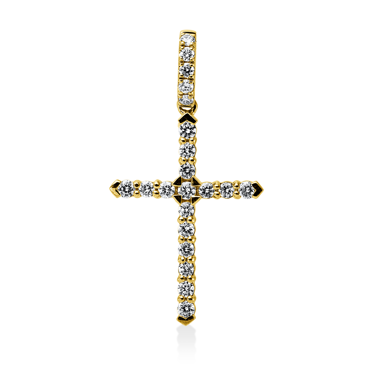 diamond full cut cross pendant in yellow gold