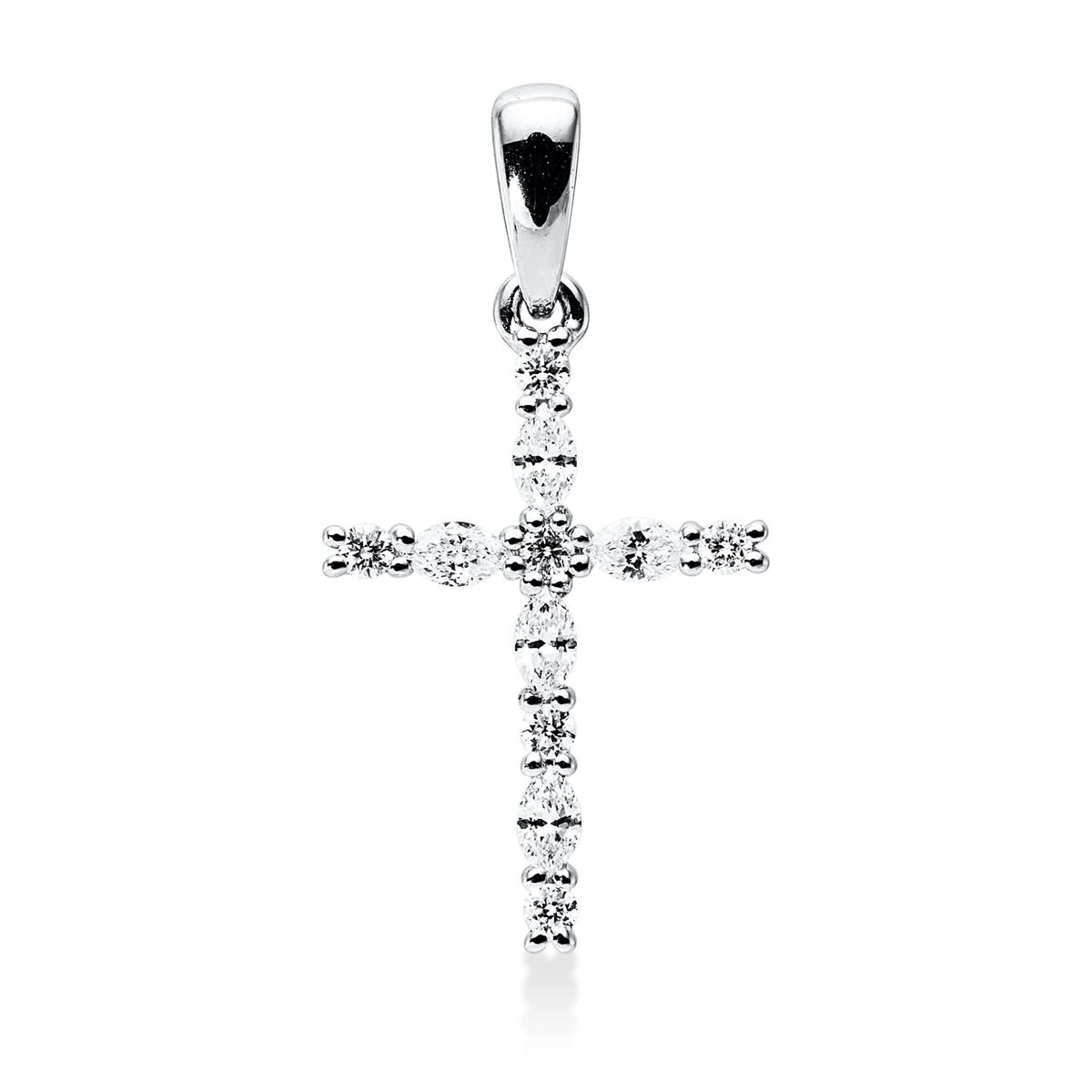 diamond full cut cross pendant in white gold