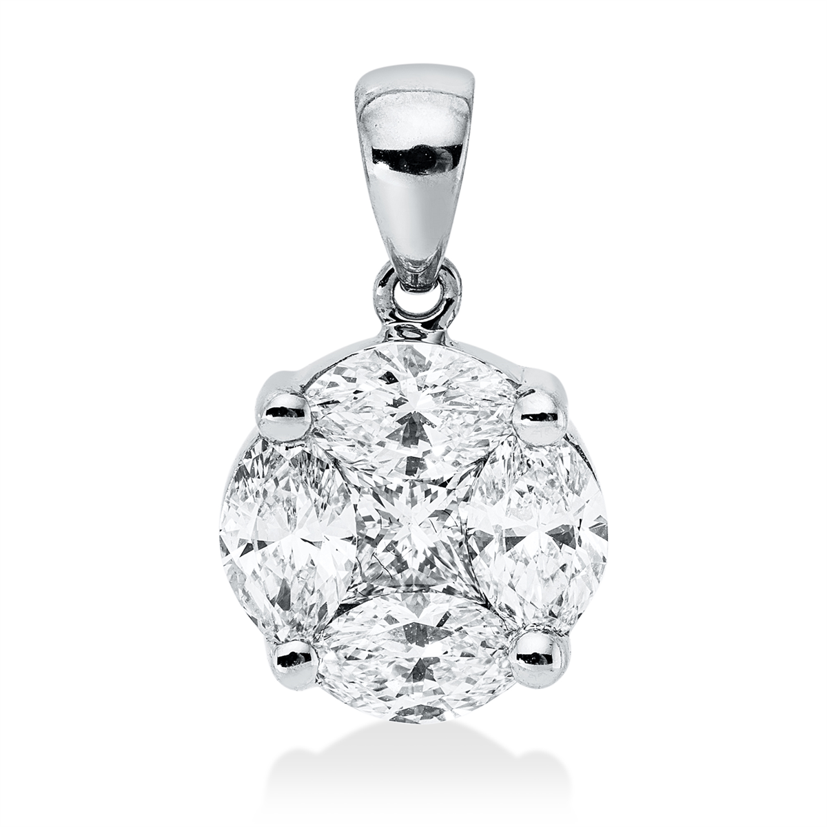 marquise illusion classic pendant in white gold