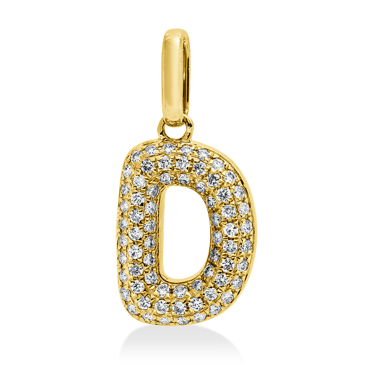 diamond full cut letter pendant in yellow gold