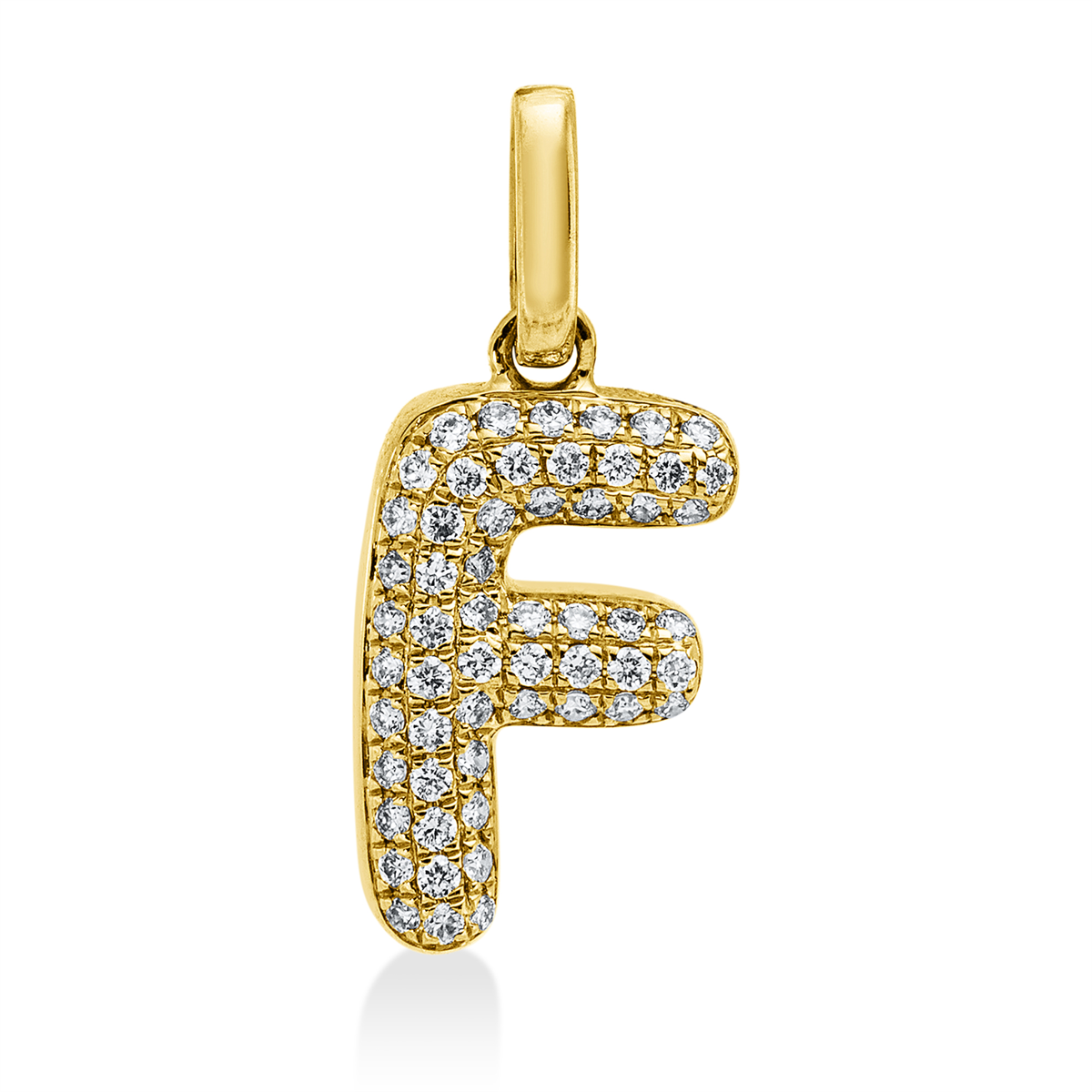 diamond full cut letter pendant in yellow gold