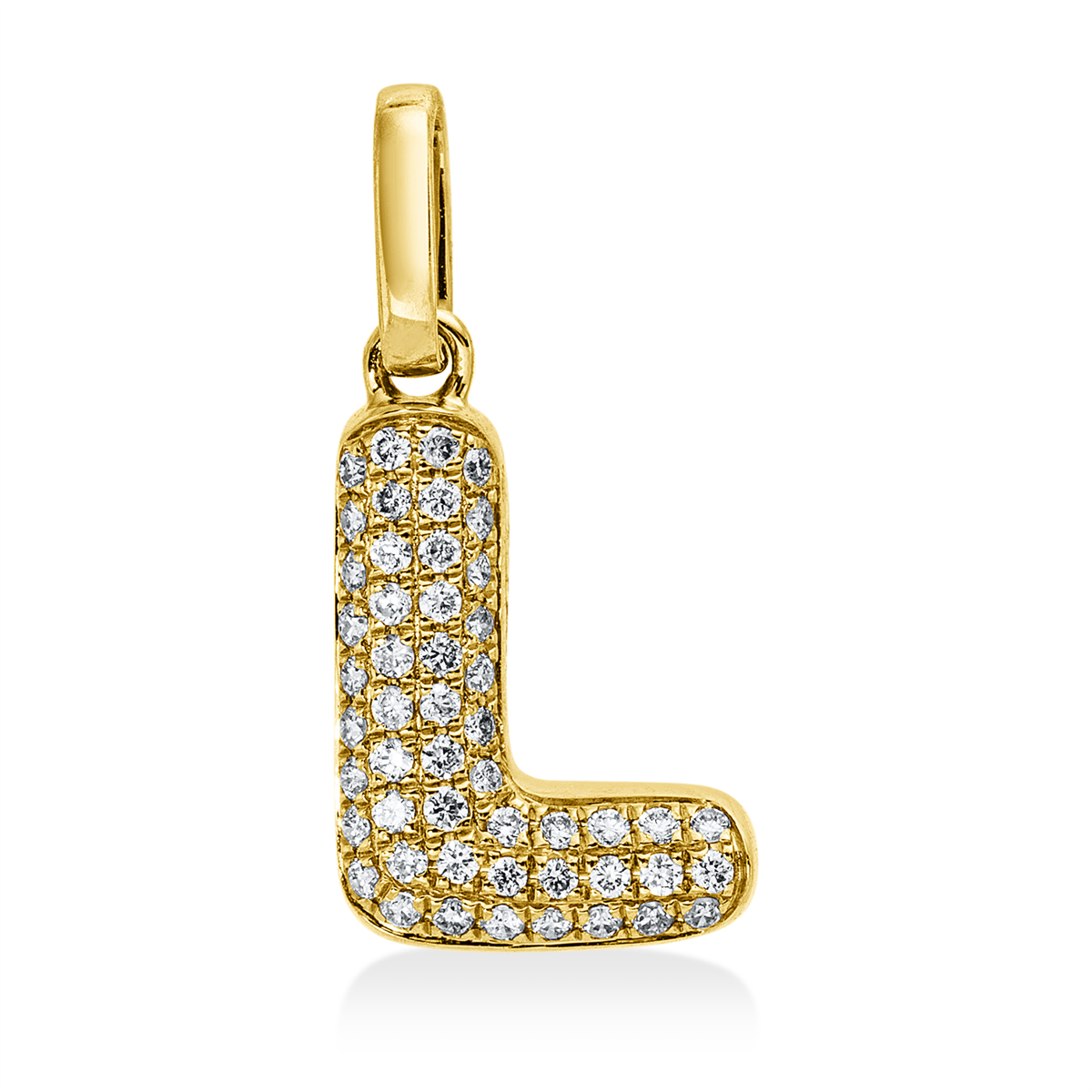 diamond full cut letter pendant in yellow gold