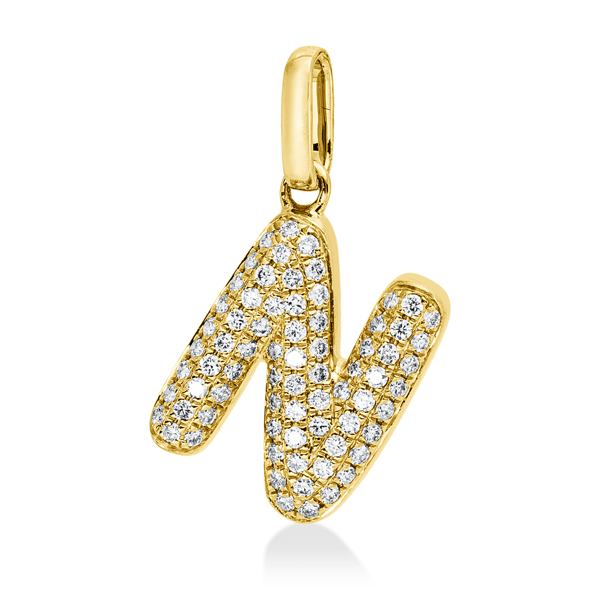 diamond full cut letter pendant in yellow gold