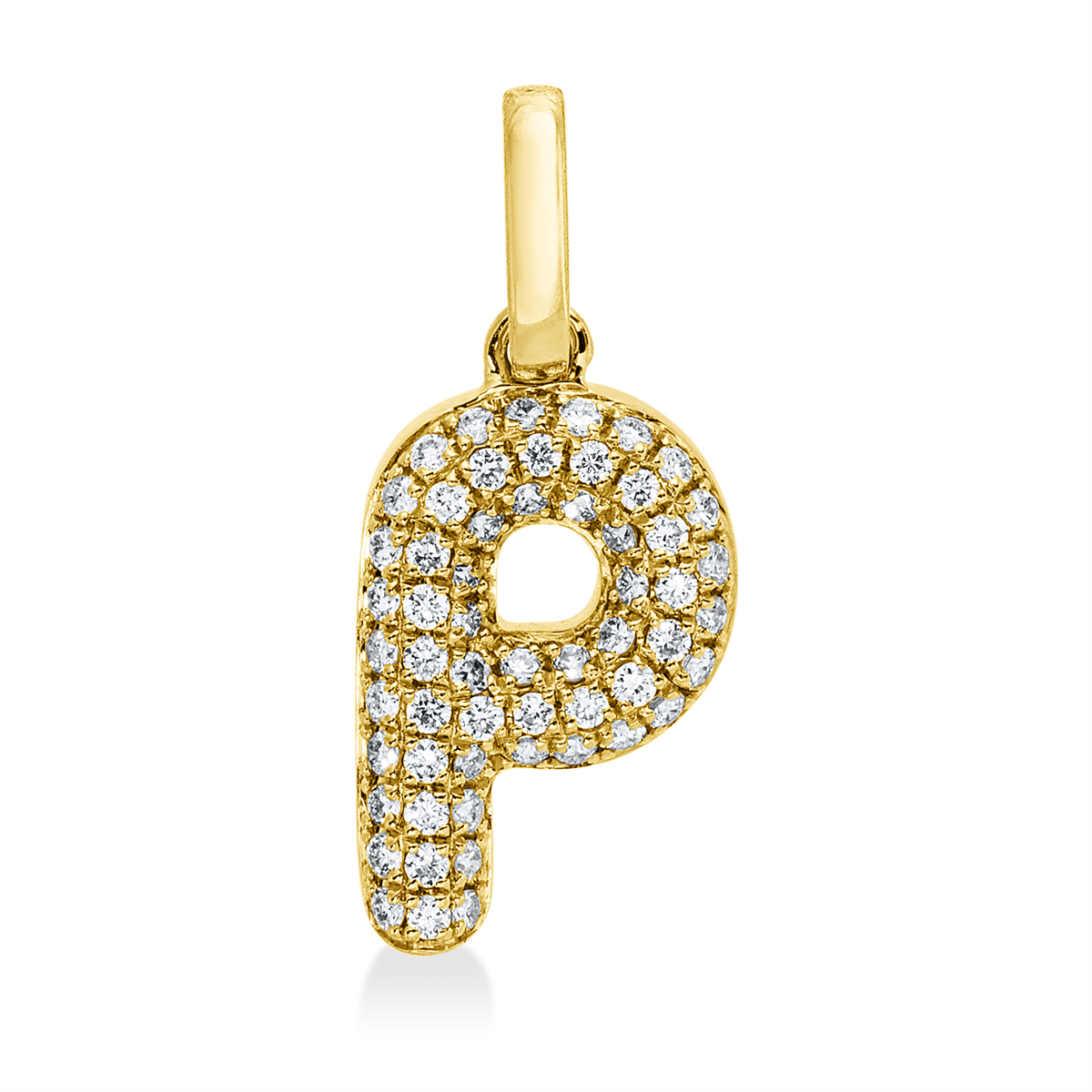diamond full cut letter pendant in yellow gold