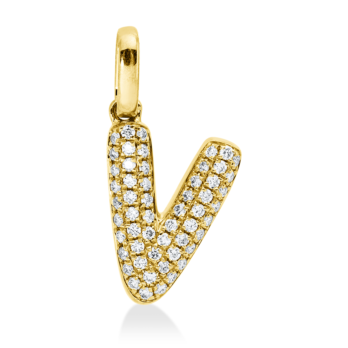 diamond full cut letter pendant in yellow gold