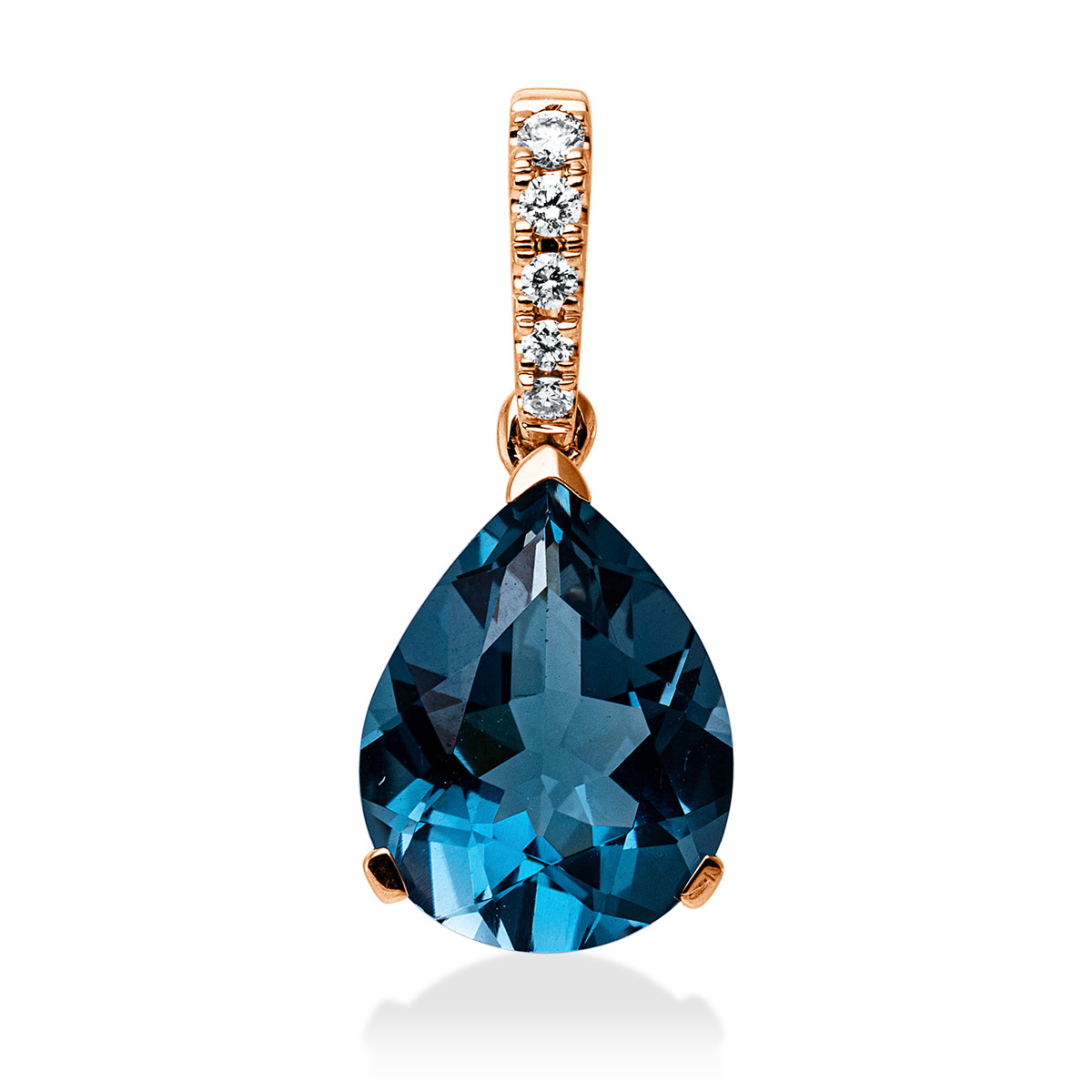 diamond full cut topaz colored stone fashion pendant in red gold