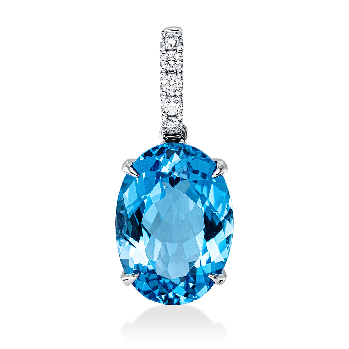 diamond full cut topaz colored stone fashion pendant in white gold