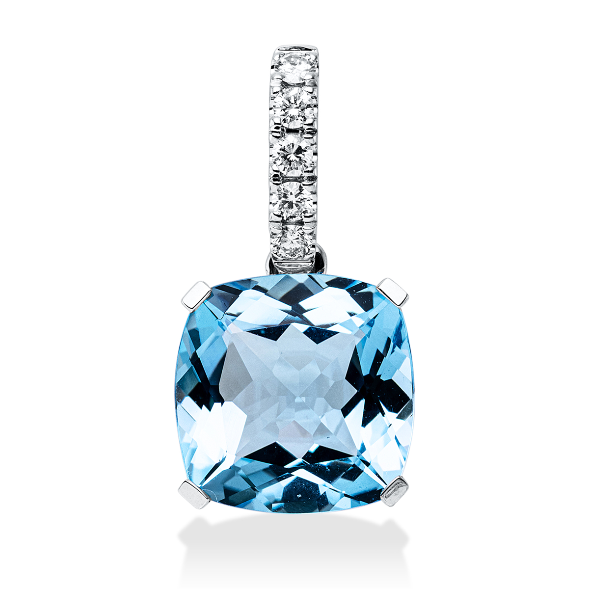diamond full cut topaz colored stone fashion pendant in white gold