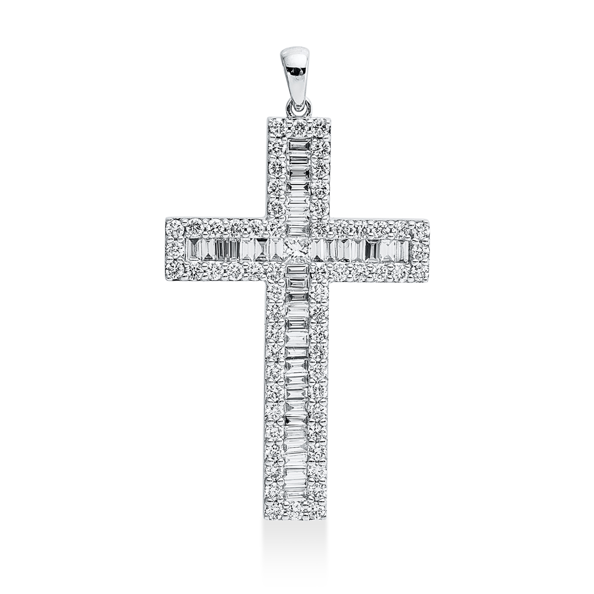 diamond full cut cross pendant in white gold