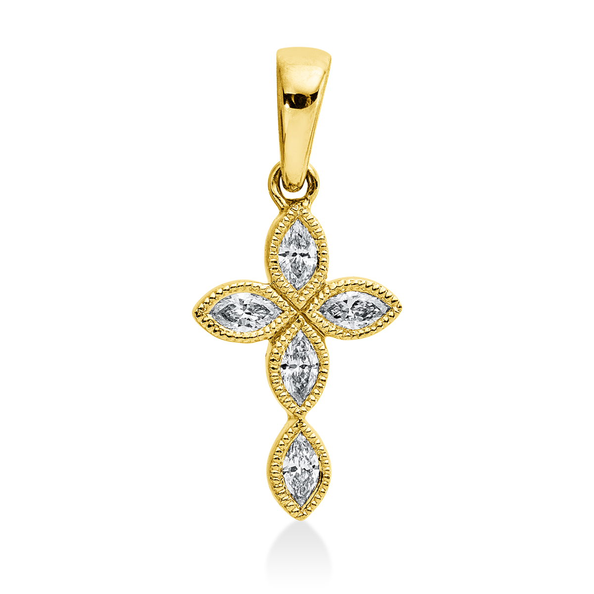 marquise cross pendant in yellow gold