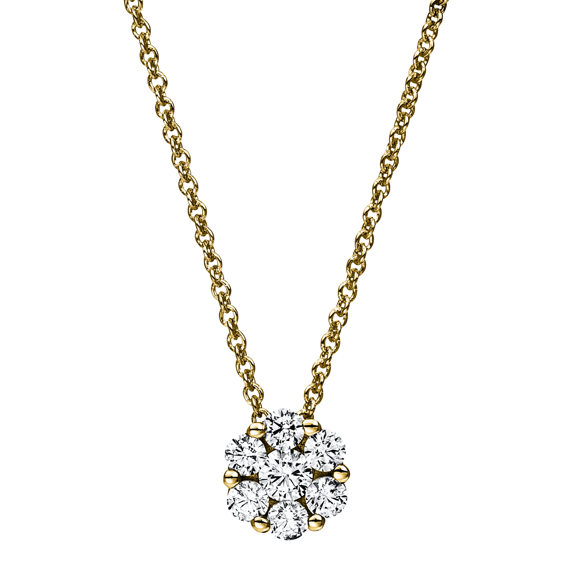 diamond full cut illusion classic necklace in yellow gold