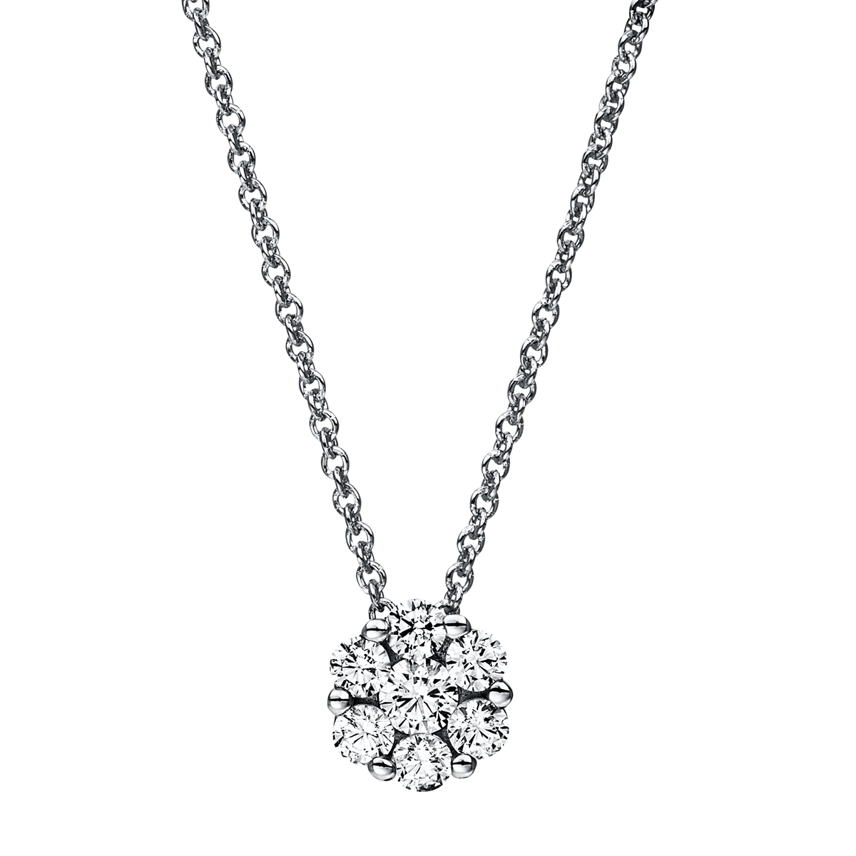 diamond full cut illusion classic necklace in white gold