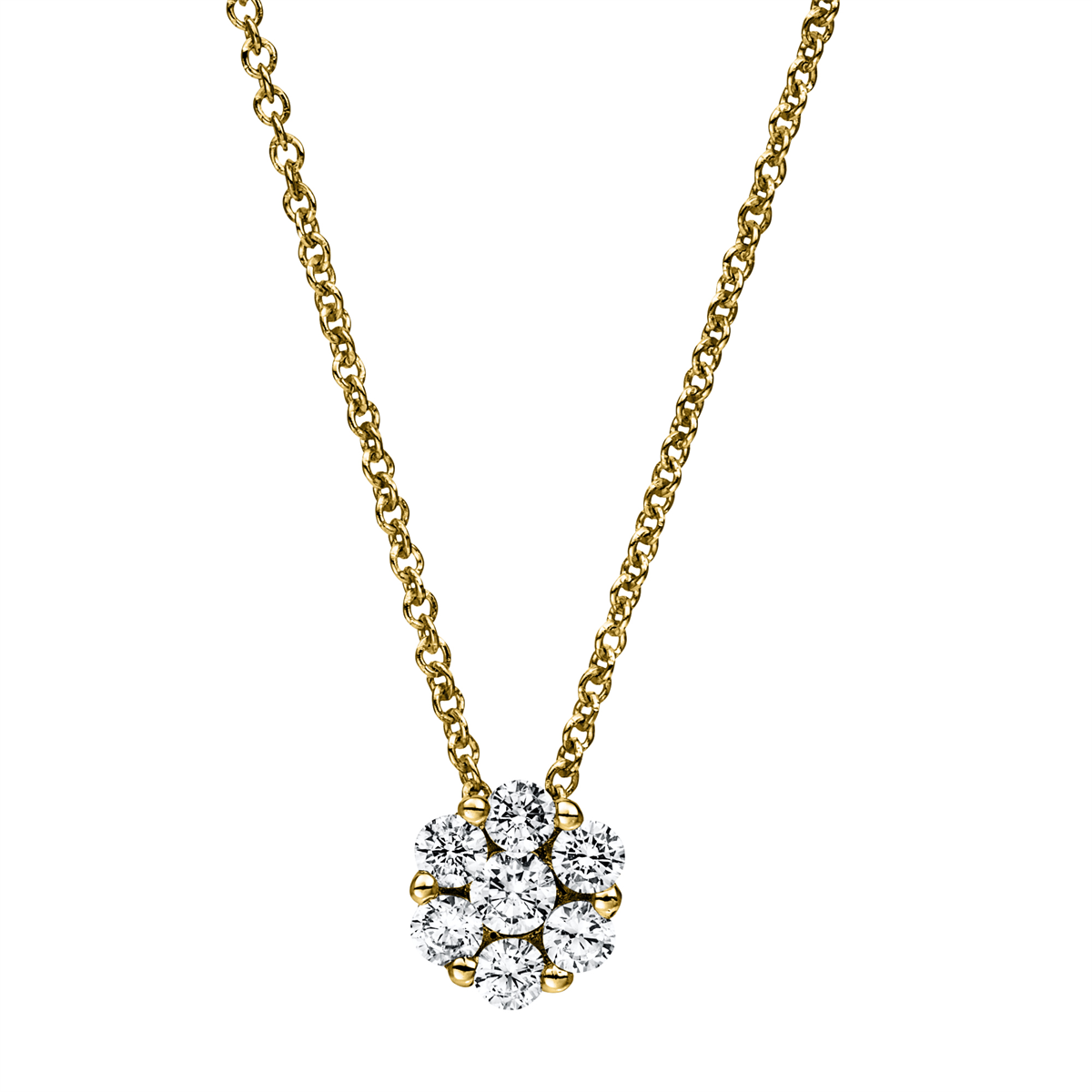 diamond full cut illusion classic necklace in yellow gold