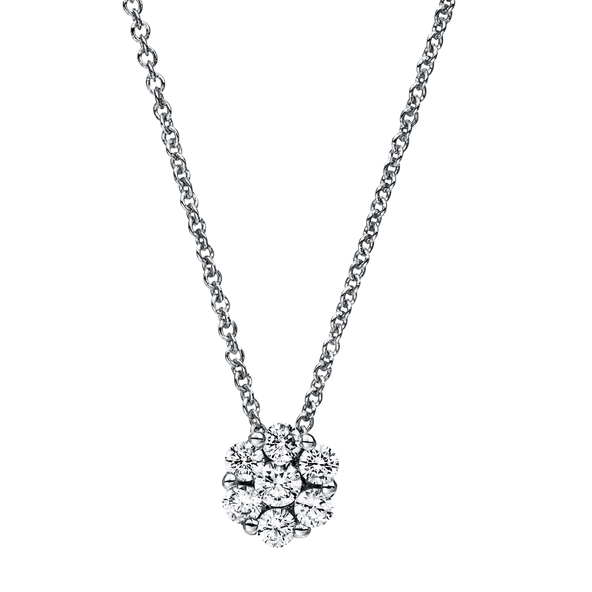 diamond full cut illusion classic necklace in white gold