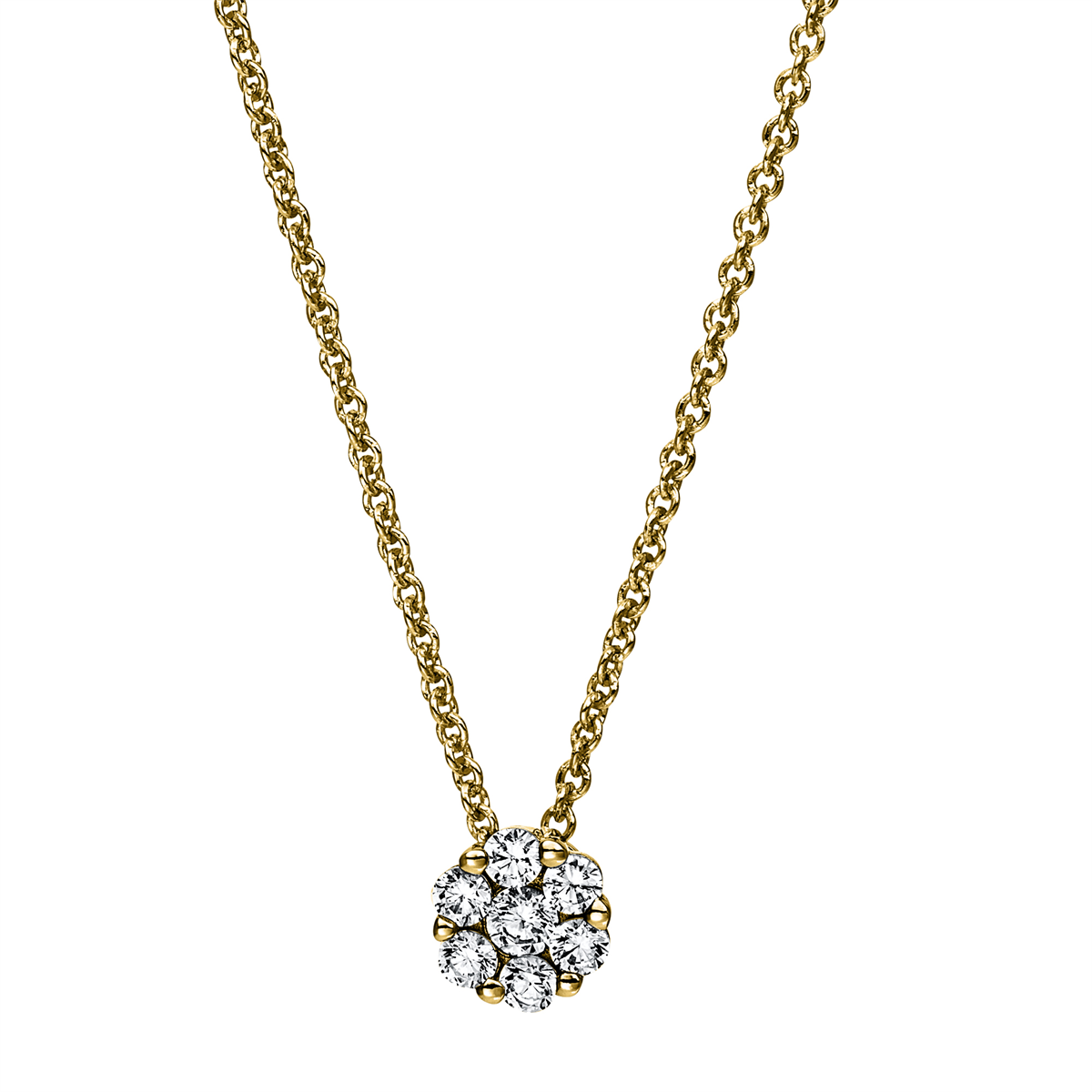 diamond full cut illusion classic necklace in yellow gold