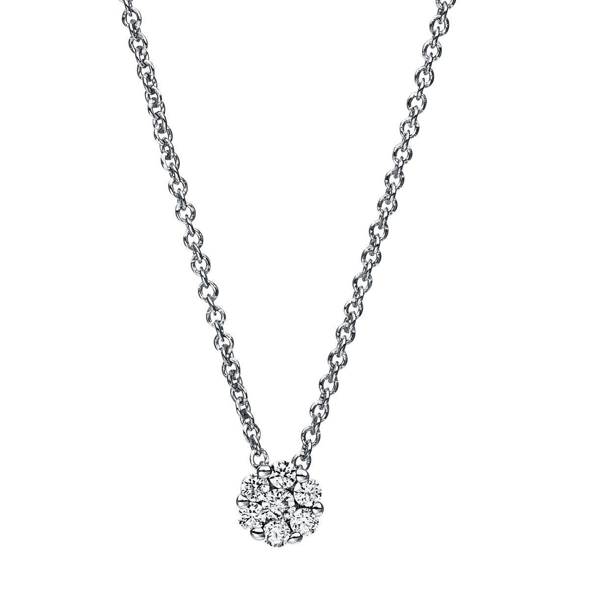 diamond full cut illusion classic necklace in white gold