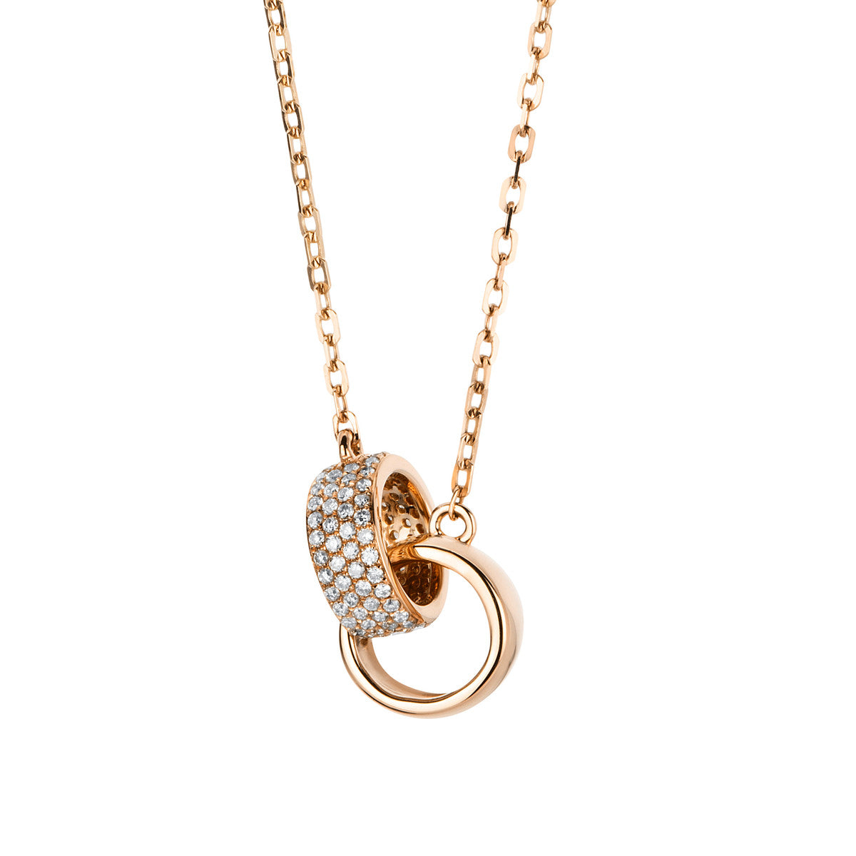 diamond full cut pavé necklace in red gold