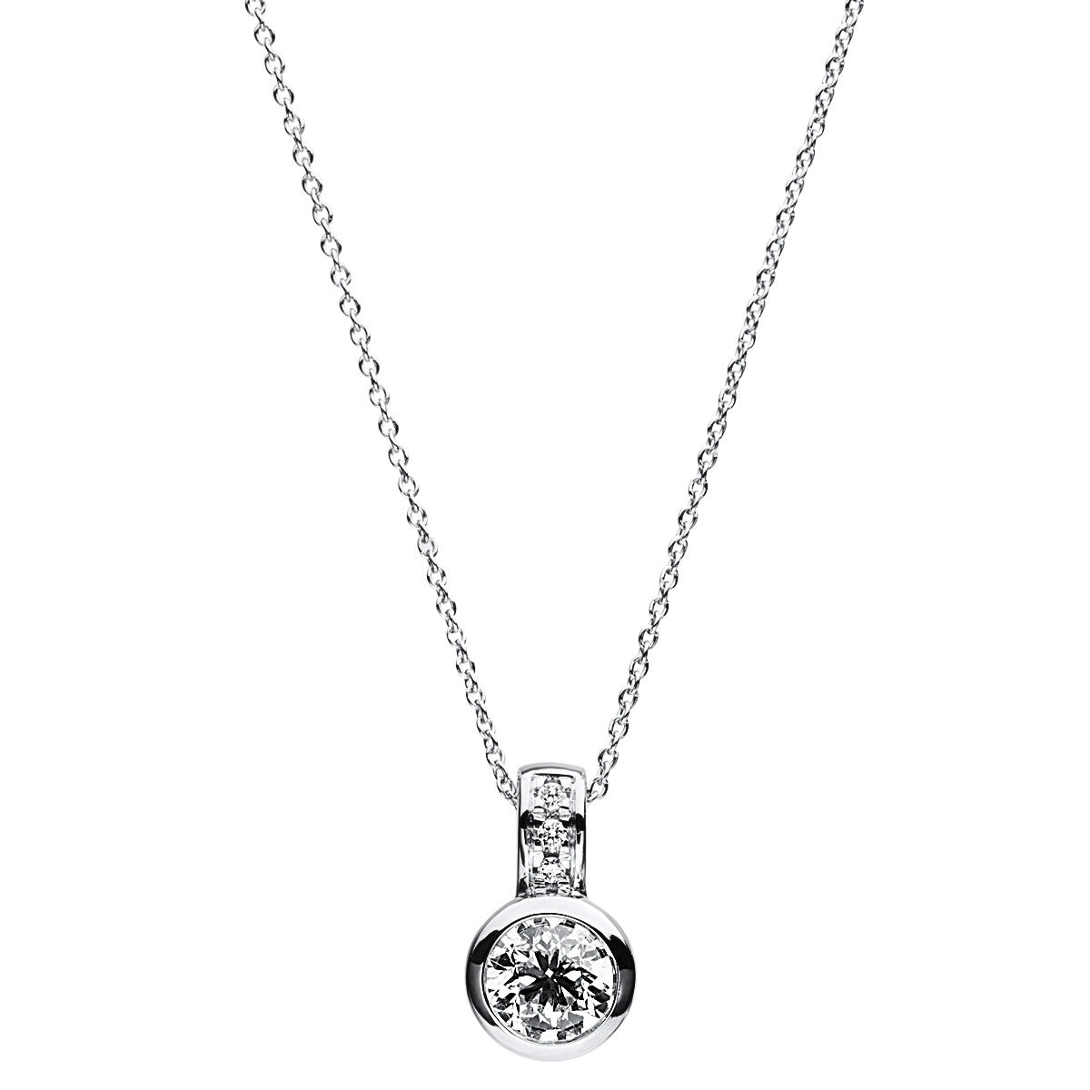 diamond full cut solitaire necklace in white gold