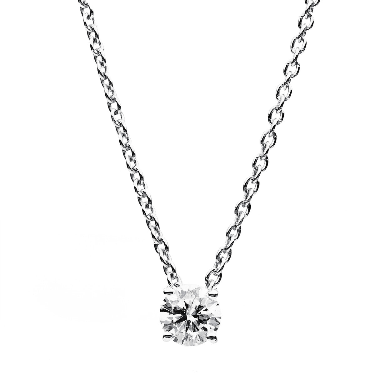 diamond full cut solitaire necklace in white gold