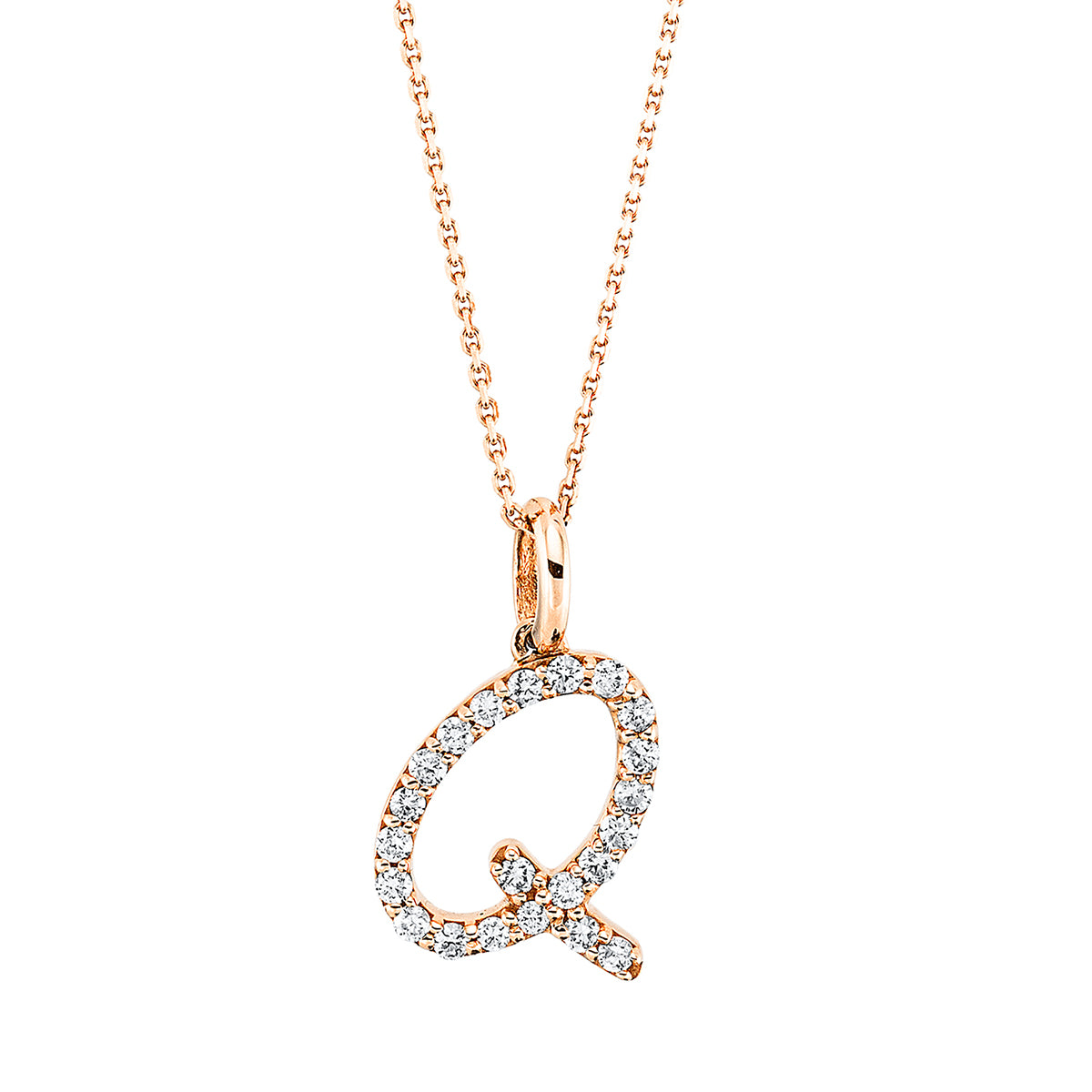 diamond full cut letter necklace in red gold
