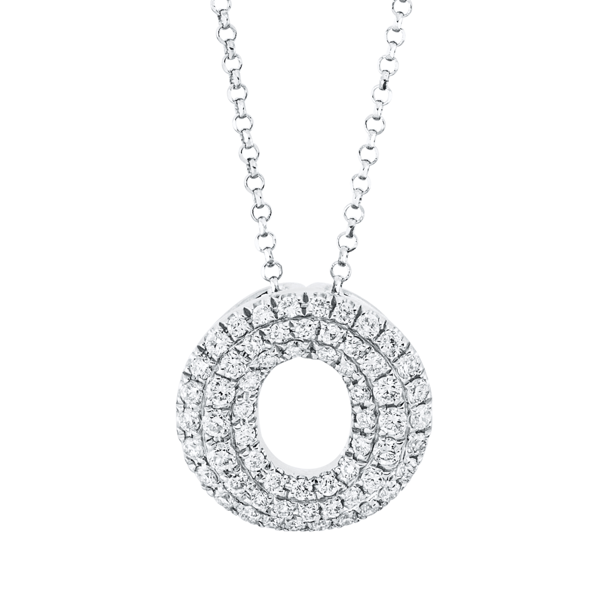 diamond full cut pavé necklace in white gold
