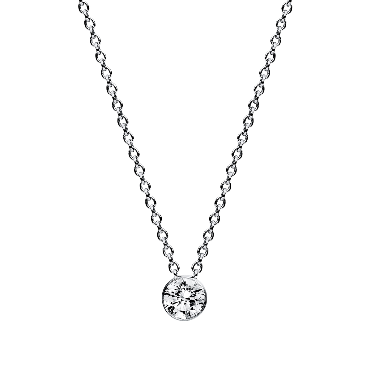 diamond full cut solitaire necklace in white gold