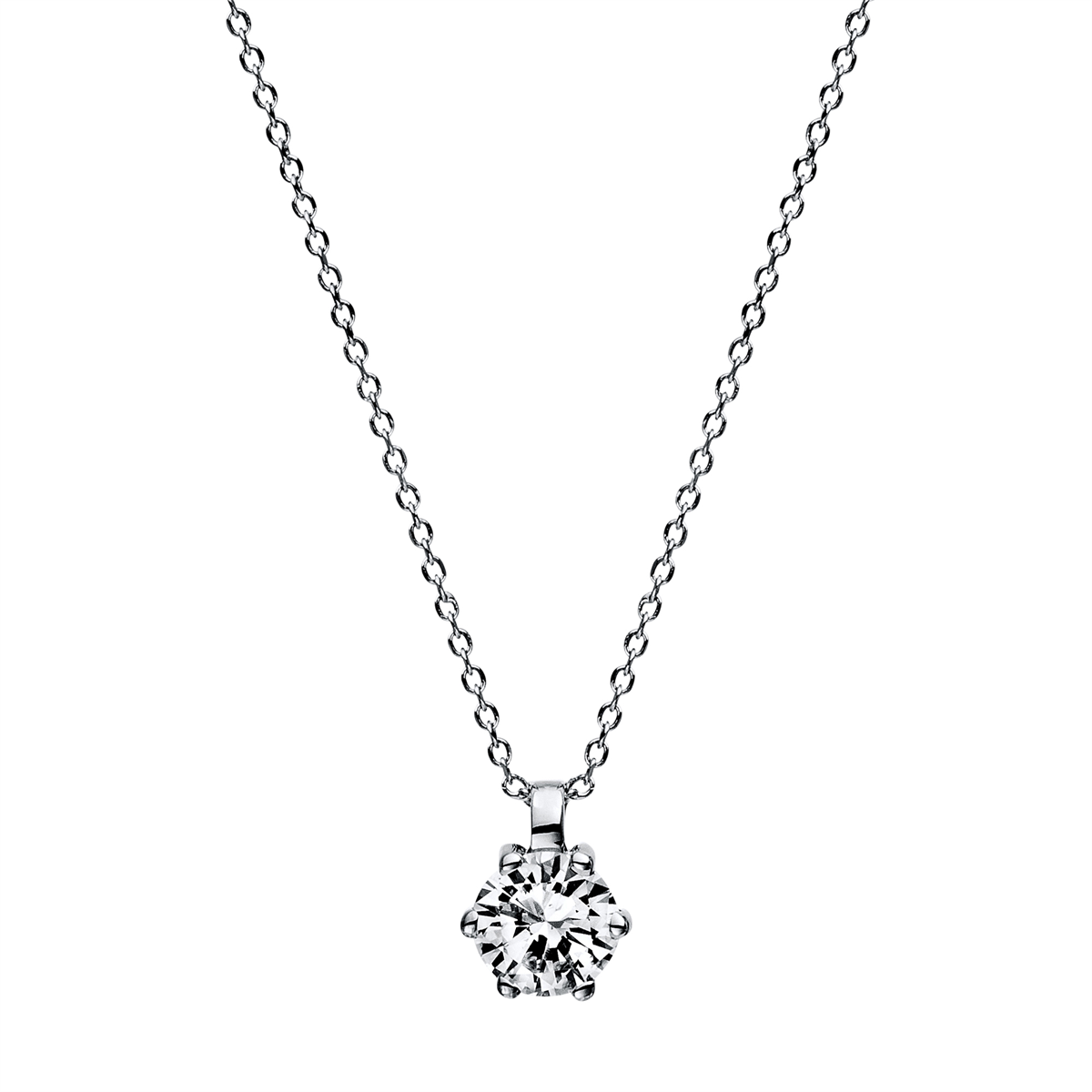 diamond full cut solitaire necklace in white gold