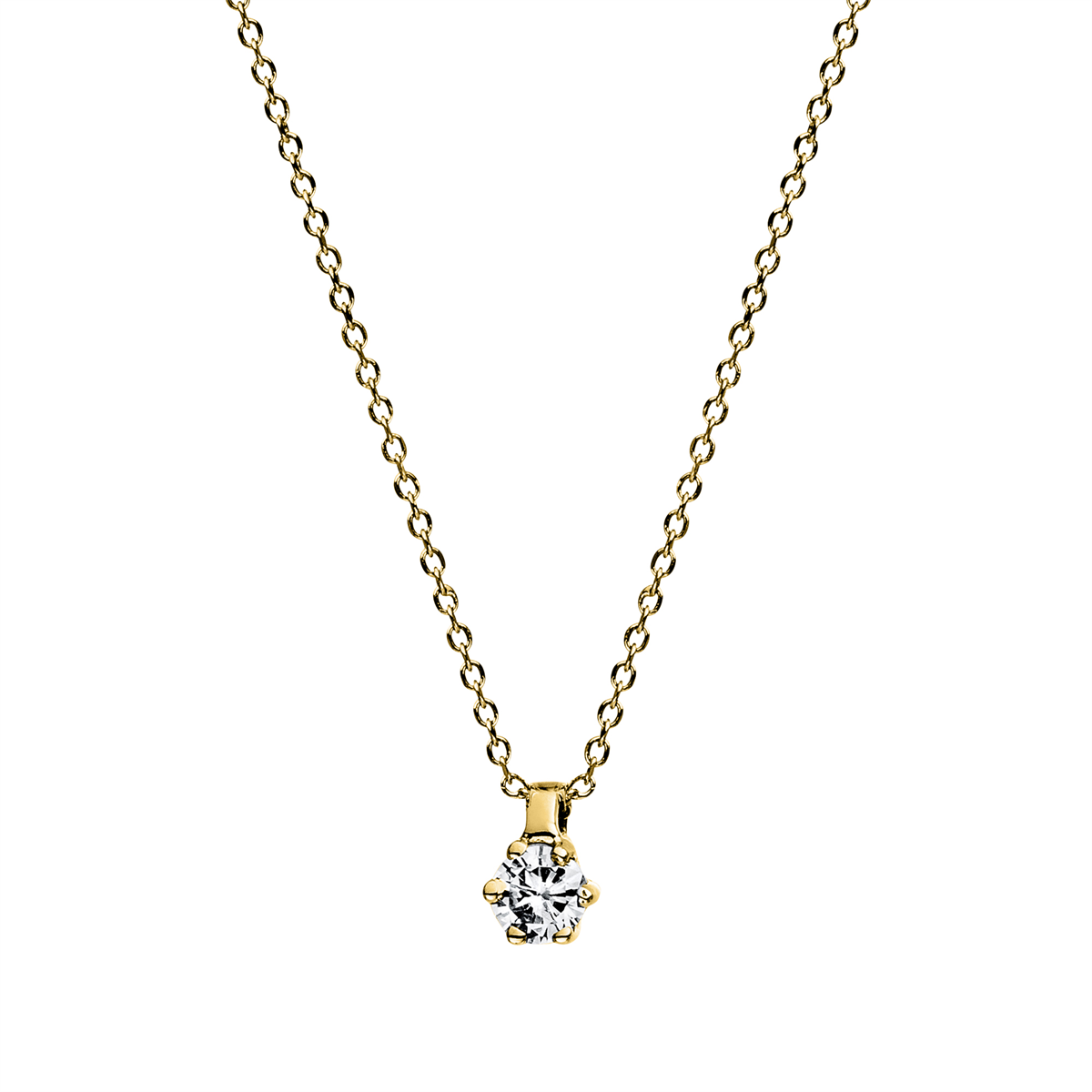 diamond full cut solitaire necklace in yellow gold