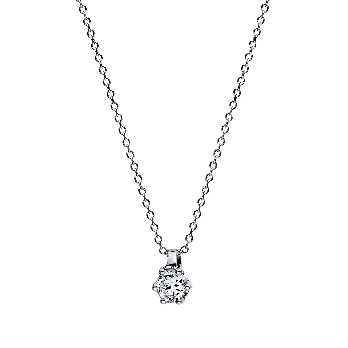 diamond full cut solitaire necklace in white gold