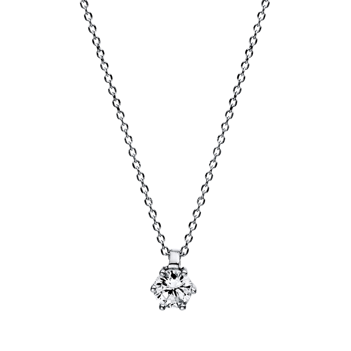 diamond full cut solitaire necklace in white gold