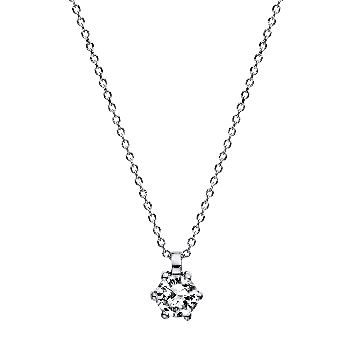 diamond full cut solitaire necklace in white gold