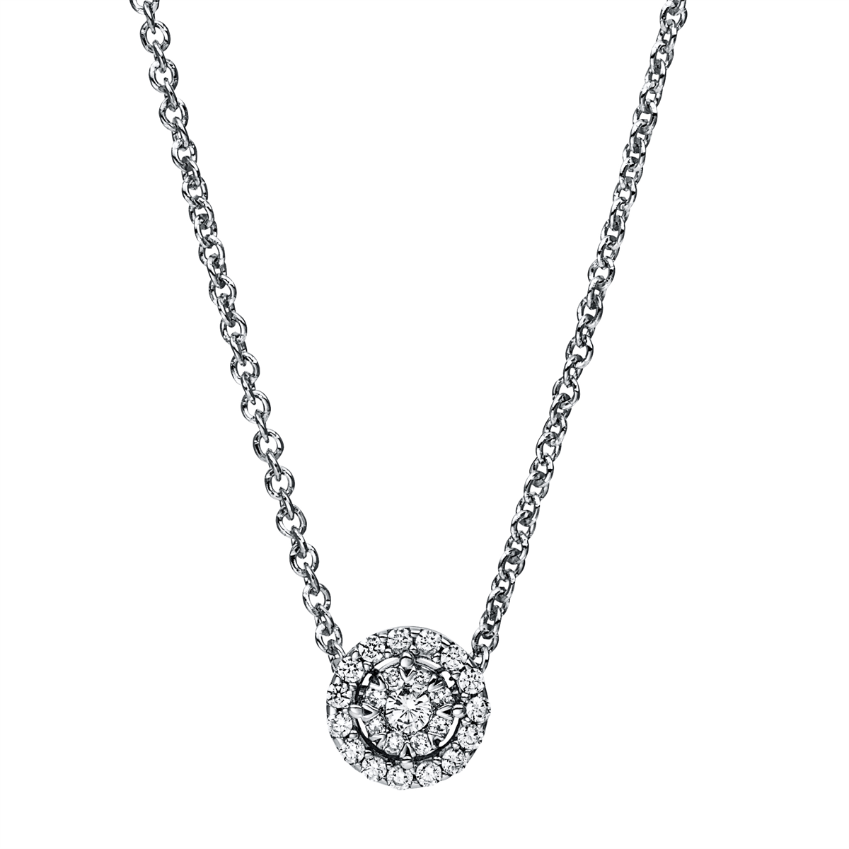 diamond full cut illusion classic necklace in white gold