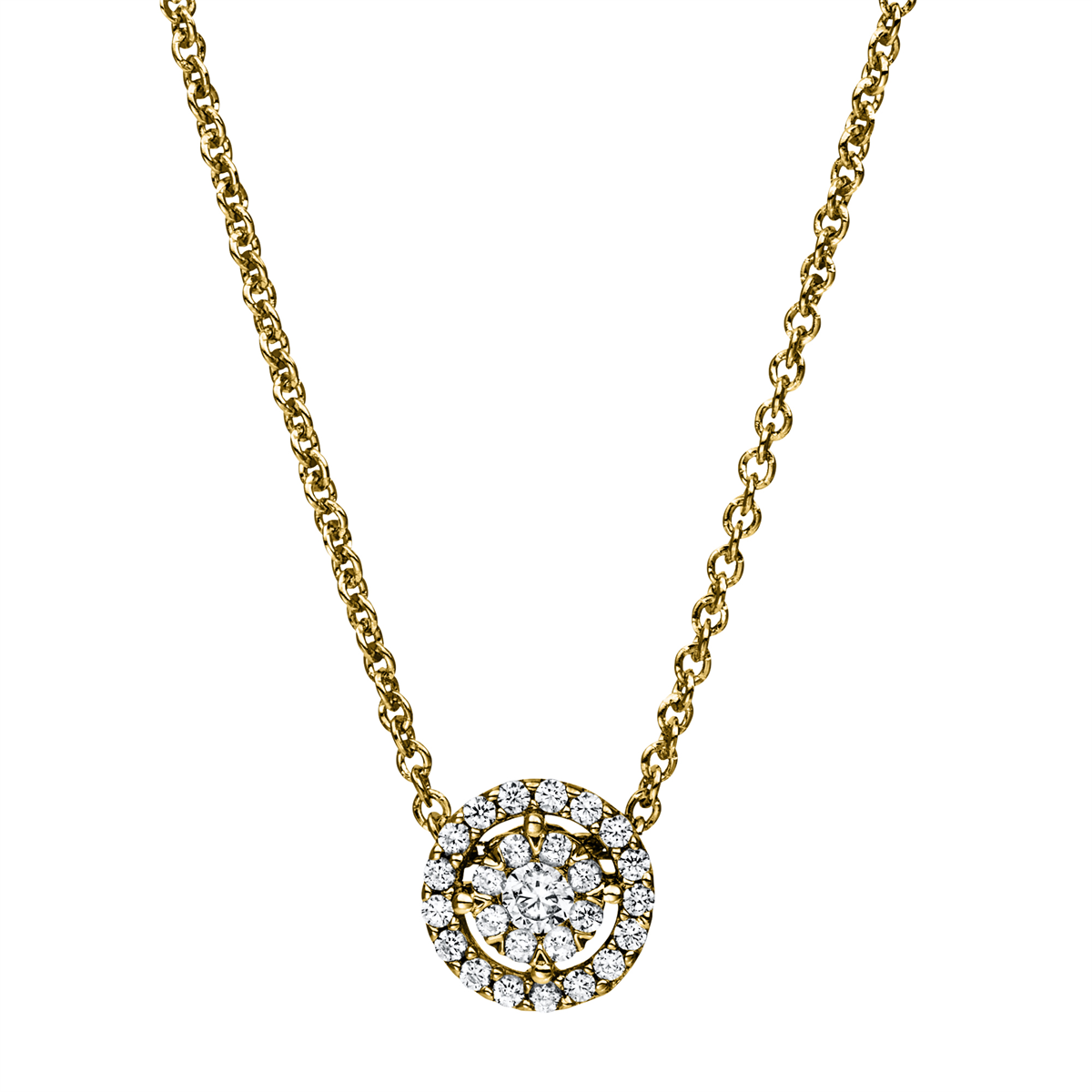 diamond full cut illusion classic necklace in yellow gold
