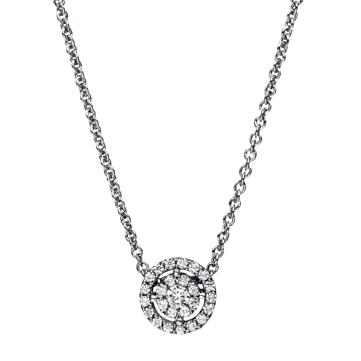 diamond full cut illusion classic necklace in white gold